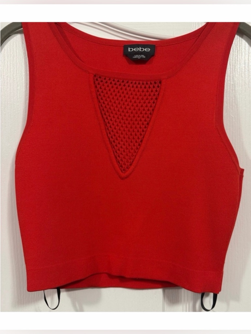 Bebe Red Mesh Detail Tank Top Women Size S Sexy Stylish Top